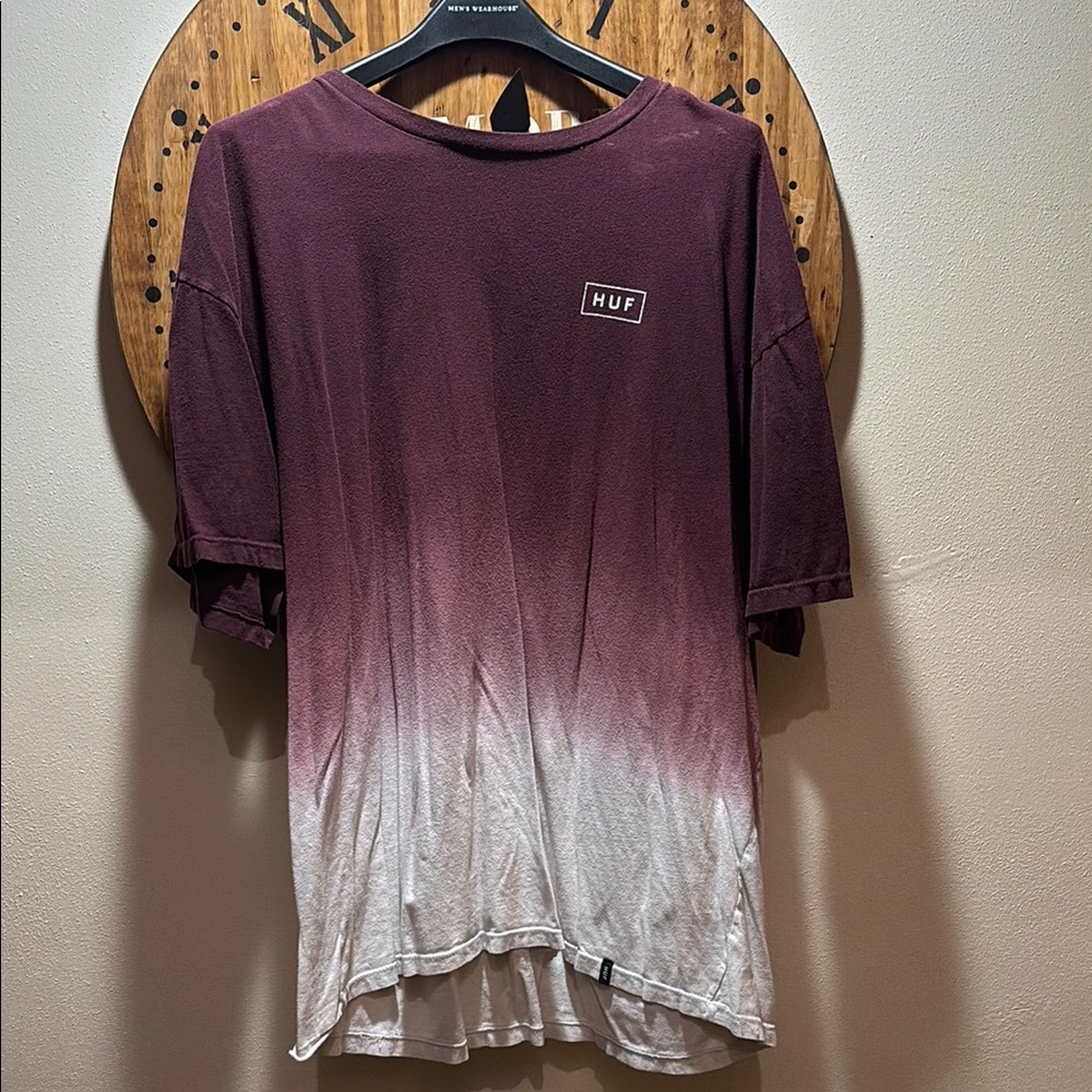 HUF Men's Burgundy and White Gradient T-Shirt